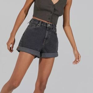 BDG Urban Outfitters Washed Black Mom High-Rise Denim Shorts 27